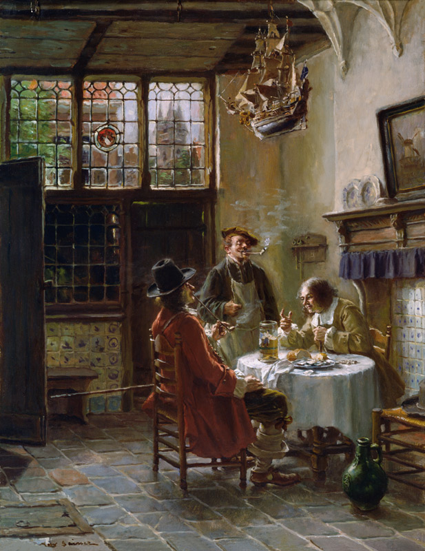 Lively conversation in old Dutch interior od Max Gaisser