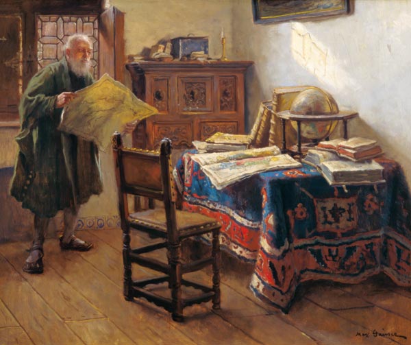 A geographer in his studying room od Max Gaisser