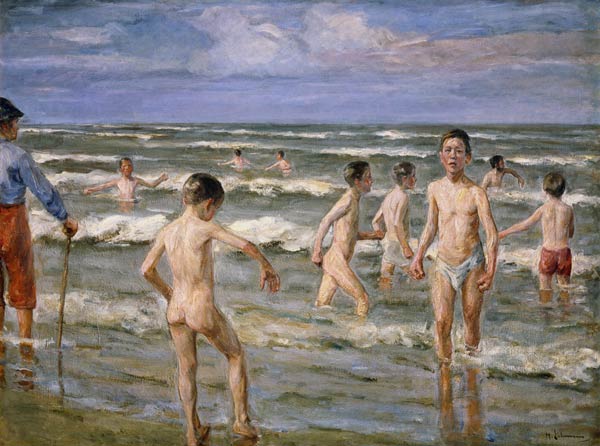 boys taking a bath od Max Liebermann