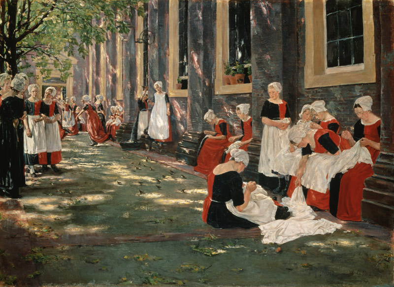 The Courtyard of the Orphanage in Amsterdam: Free Period in the Amsterdam Orphanage od Max Liebermann