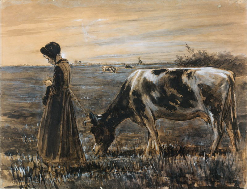 Girl with cow od Max Liebermann