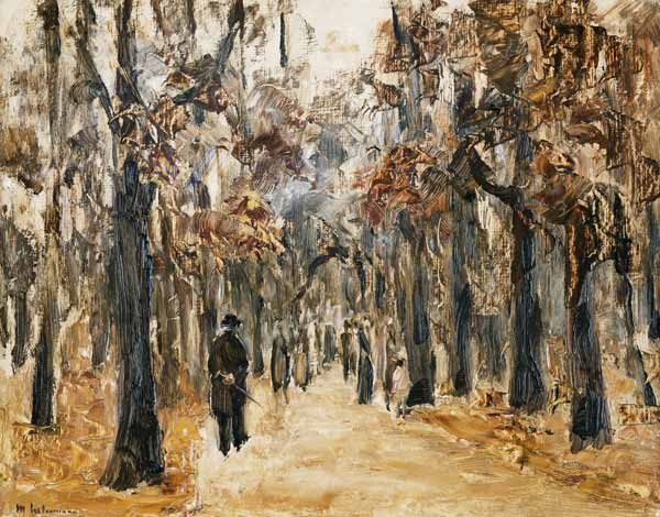 Tiergarten im Herbst mit Spaziergangern. od Max Liebermann