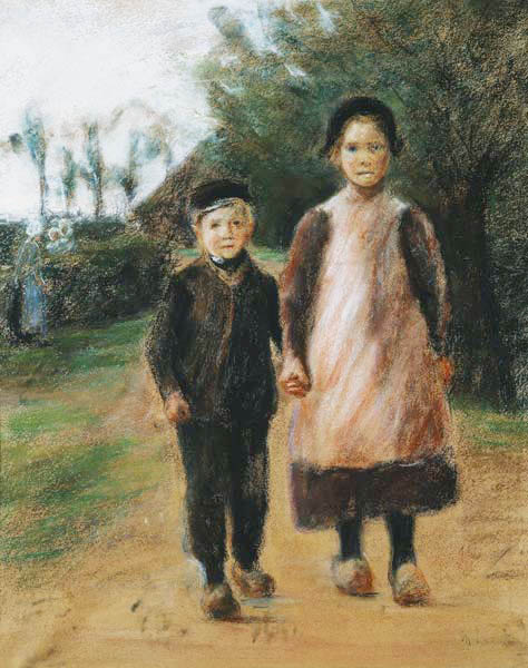 Boy and Girl on a Village Street od Max Liebermann
