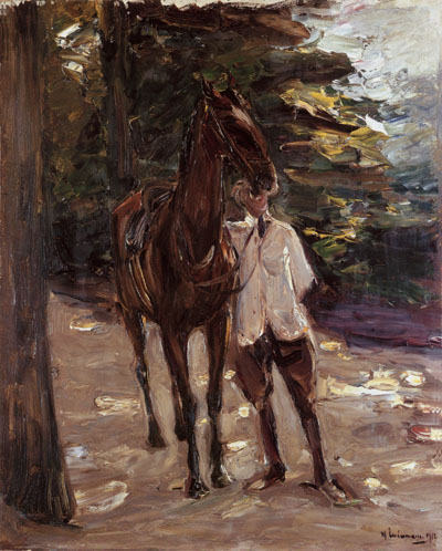 stable-lad with horse od Max Liebermann