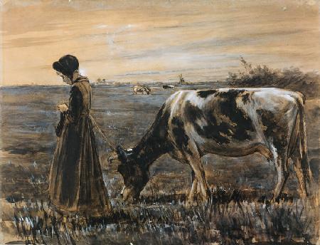 Girl with cow