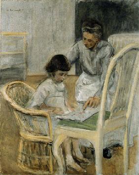 the artists' granddaughter with her nanny