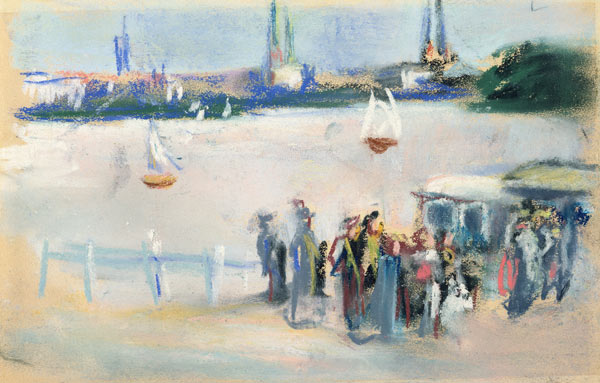 View of the Aussenalster, 1909 (pastel on paper) od Max Liebermann