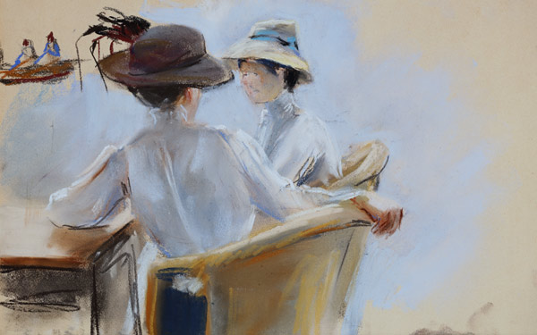 Two Ladies by the Water (pastel on paper) od Max Liebermann