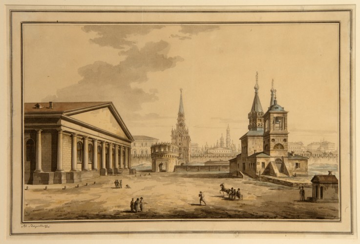 View of Manege, Kutafya Tower and Church of Saint Nicholas in Moscow od Maxim Nikiforowitsch Worobjew