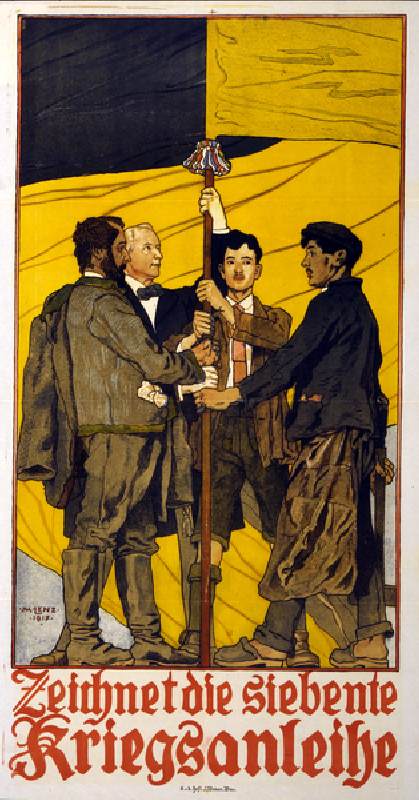 Austrian Fund Raising Campaign "Zeichnet die siebente Kriegsanleihe" pub. 1917 (colour lithograph) od Maximilian Lenz