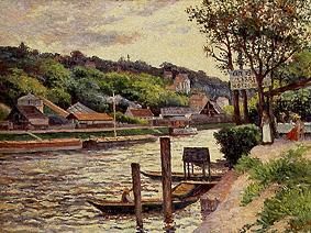 Mooring in Guinguette at the Oise od Maximilien Luce