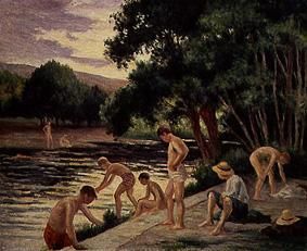 Taking a bath on the bank of the river Cure (Yonne) od Maximilien Luce