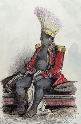 King Temoana on the island of Nuka-Hiva dressed in the uniform of a French colonel, c.1841-48 ( pen,