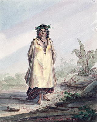 Young woman of Tahiti, c.1841-48 (pen, ink and w/c on paper) od Maximilien Radiguet