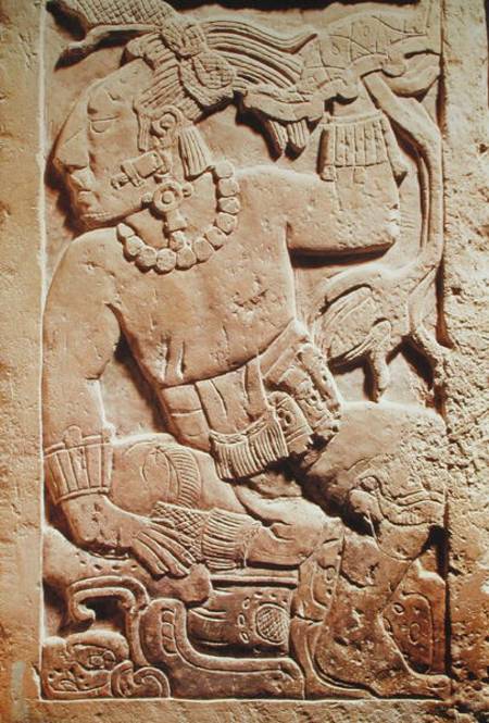 Bas relief of a warrior od Mayan