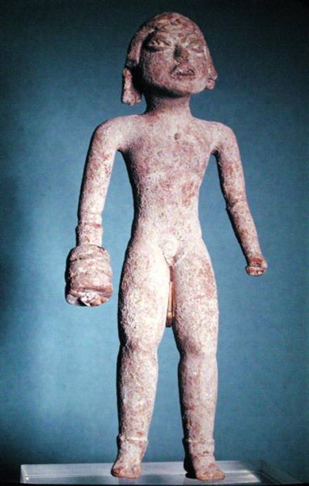 Figurine of a tlachtli player with a gauntlet on his right hand, from Mexico, Pre-Classic Period od Mayan