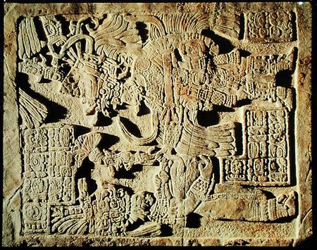 Stela depicting a High Priest and a Woman, from Yaxchilan od Mayan