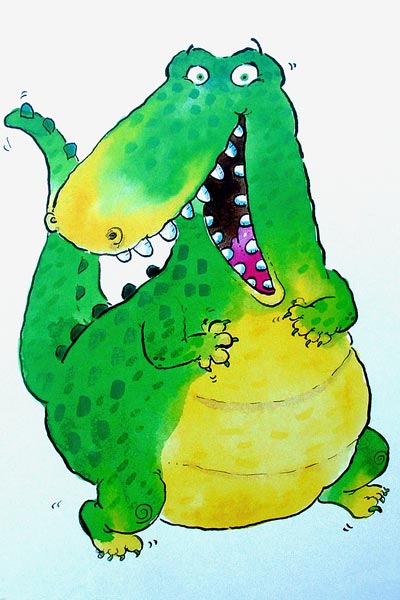 Happy Crocodile (w/c & ink on paper)  od Maylee  Christie