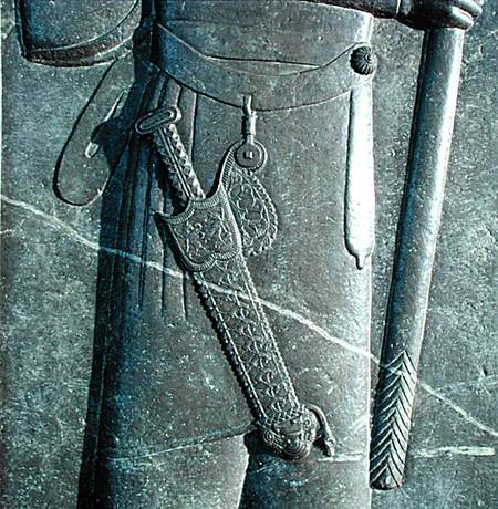 Carving of Xerxes' weapon bearer's sword, relief in the Audience Hall at Persepolis od Median School