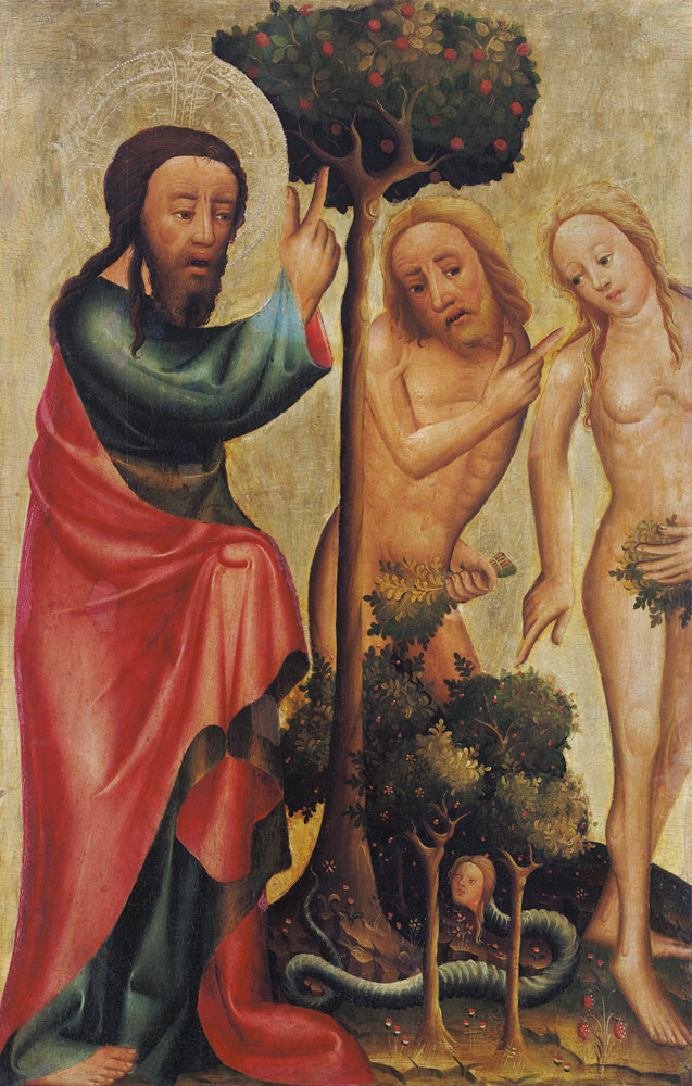 God the Father Punishes Adam and Eve, detail from the Grabow Altarpiece od Meister Bertram