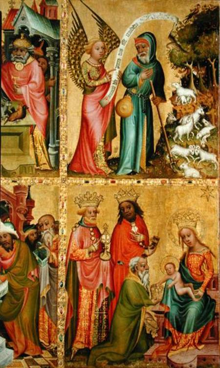 The Annunciation to St. Joachim and the Adoration of the Magi, from the left wing of the Buxtehude A od Meister Bertram