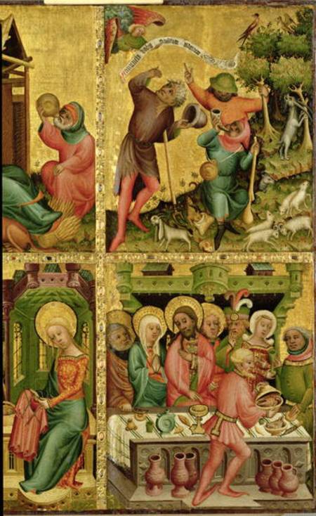 The Annunciation to the Shepherds and the Marriage at Cana, from the right wing of the Buxtehude Alt od Meister Bertram