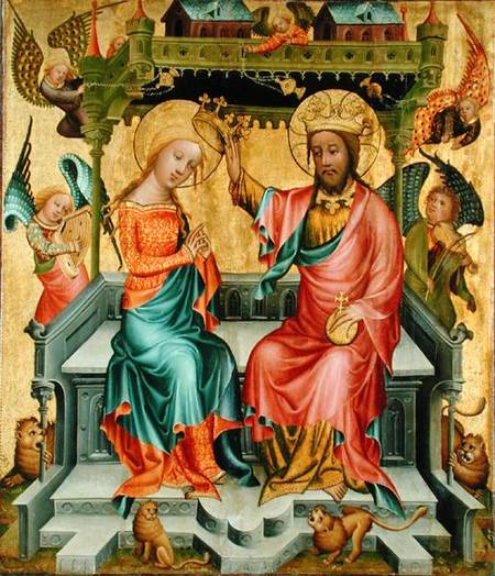 The Crowning of the Virgin, from the right wing of the Buxtehude Altar od Meister Bertram