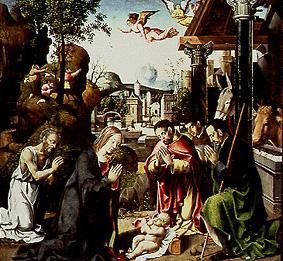 Adoration of the shepherds, proclamation to the shepherds and procession of the St. three kings od Meister der hl.Lucia von Prato