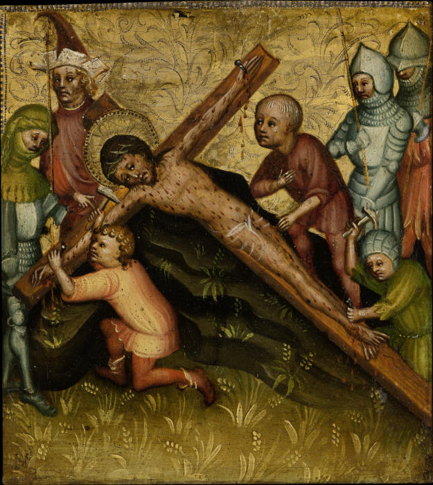 Christ Being Nailed to the Cross od Meister der Passionstäfelchen