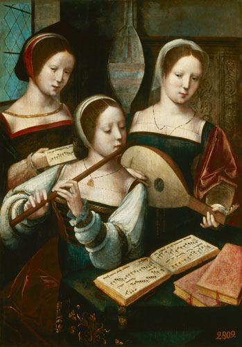 Women playing instruments od Meister der weibl.Halbfiguren