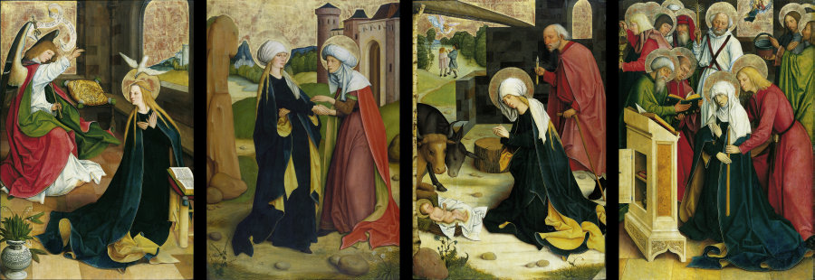Pfullendorf Altarpiece: Annunciation, Visitation, Nativity, Death of the Virgin od Meister des Pfullendorfer Altars