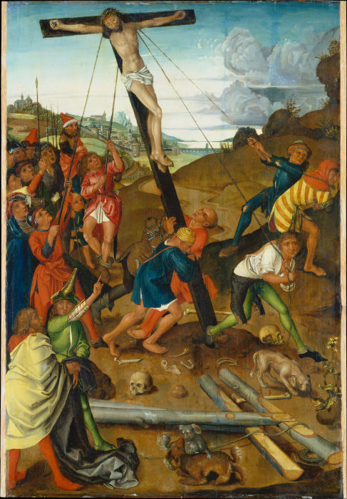 Raising of the Cross (Centre Panel of the Triptych) od Meister des Stötteritzer Altars