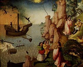 Shipwrecked persons thank God for her rescue after the destruction of the ship by fiendish powers od Meister (Flämischer)