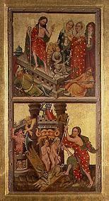 Two altar panels in the cathedral to Erfurt: Resurrection and hellish trip Christi