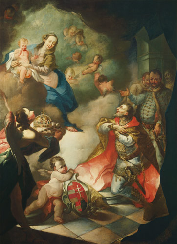 St. Stephan offers the Holy Virgin his Crown od Meister (unbekanner ungarischer)