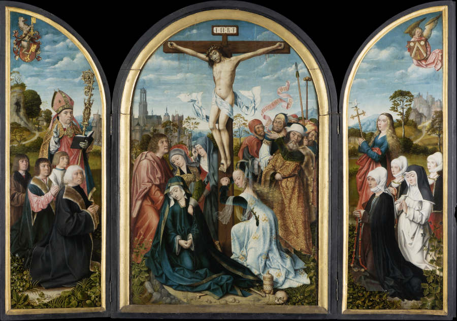 Crucifixion Triptych of the Humbracht Family of Frankfurt od Meister von Frankfurt
