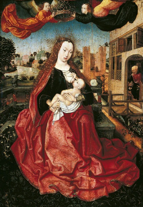 Madonna and Child crowned by two angels od Meister von Frankfurt