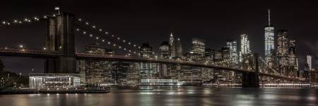 Panorama Manhattanu a Brooklynského mostu - idylický noční pohled | Panorama 