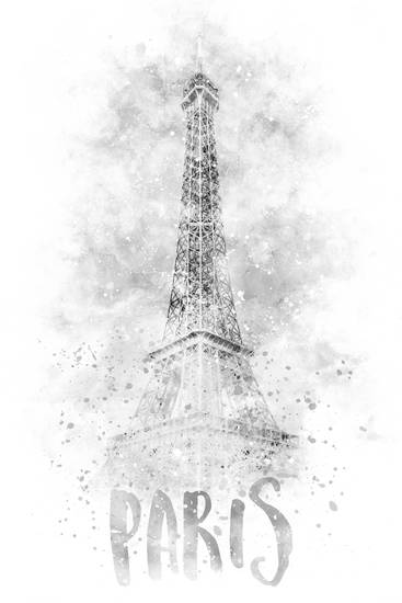 Monochromatické umění Eiffelova věž | Akvarel