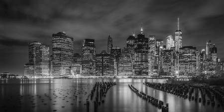 NEW YORK CITY Monochromatická imprese v noci | Panorama