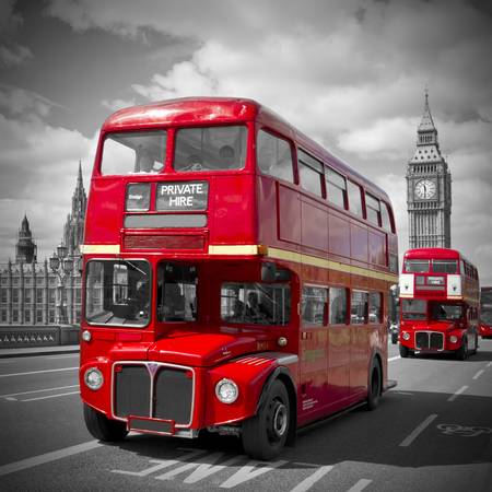 Červené autobusy v Londýně
