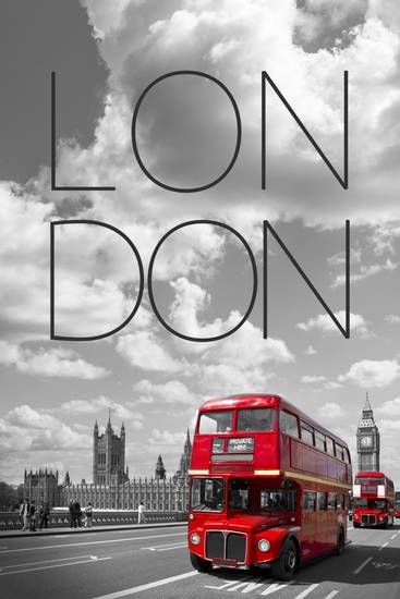 Červené autobusy v Londýně | Text a panorama