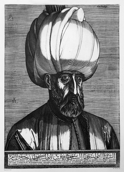 Suleiman the Magnificent; engraved in Constantinople od Melchior Lorck