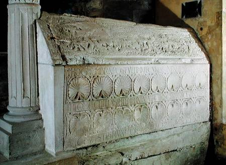 The cenotaph of Abbess Theodechilde in the funerary crypt od Merovingian