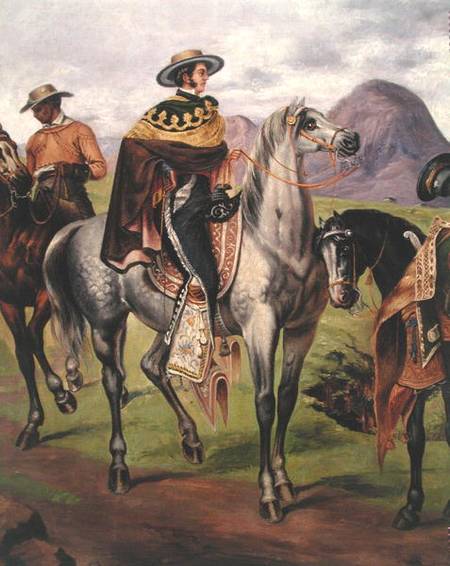 Mexican Horse Rider, Copy of a lithograph by Carlos Nobel od Mexican School