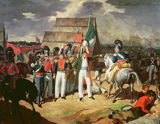 Santa Anna defies the Spanish troops of Ferdinand VII od Mexican School