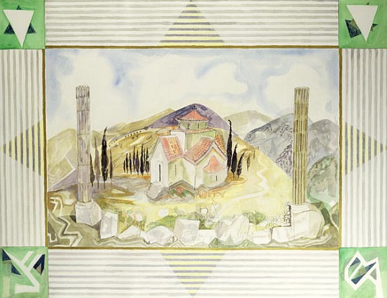 Temple in Hosios Lukas Country from the Greek Experience Series, 1989 (w/c)  od Michael  Chase
