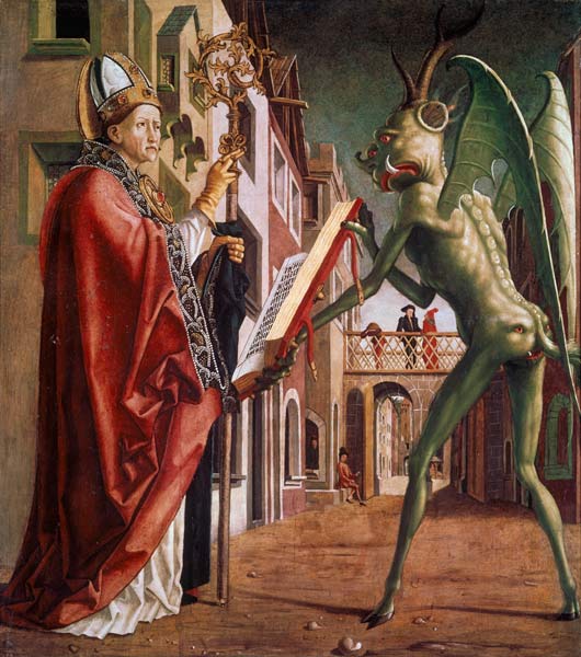 Teufel und Augustinus od Michael Pacher