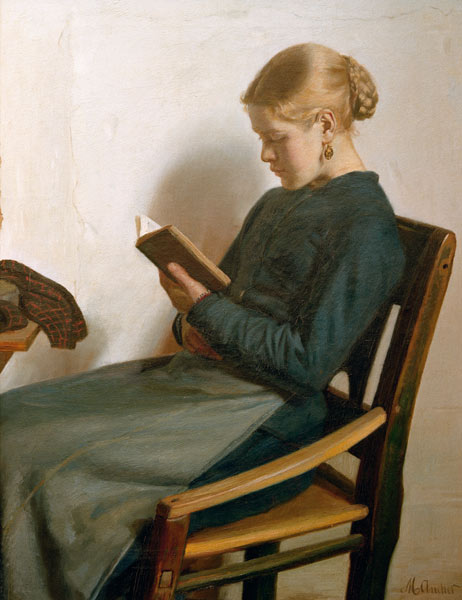 Young girl reading od Michael Peter Ancher
