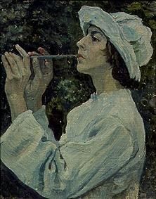 Woman with flute od Michail Wassiljew. Nesterow